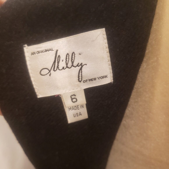 Milly Wool and Silk Sheath Charcoal Dress With Suede and Gold Belt Size  6 - Picture 5 of 7